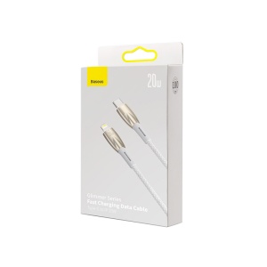 Cablu de Date USB Type-C la Lightning, Baseus, 480 Mbps, Power Delivery 20W, Mesh Nylon, 1m, Alb - Img 5