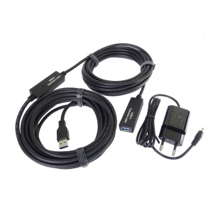 Cablu Extender Activ USB-A Tata la USB-A Mama si Incarcator, Basekit, 10 Metri, Negru