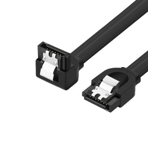 Cablu Flexibil SATA-SATA 90°, Ugreen US217, Conectare Hard-disk SSD, SATA III 6 Gbps, 0.5m, Computer Modding, Negru - Img 1