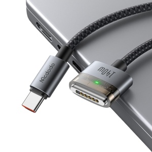 Cablu Magnetic USB-C Tata la MagSafe 3, McDodo 2070, 140W, Indicator LED, 2m, Negru - Img 3