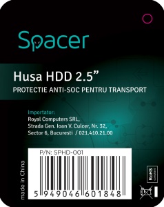 HUSA SPACER, pt HDD, buzunar intern plasa, negru, "SPHD-001" - 2