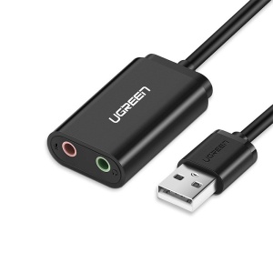 Placa de Sunet Externa, Ugreen, Adaptor USB la Jack 3.5 mm, Negru