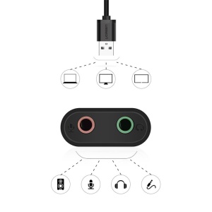 Placa de Sunet Externa, Ugreen, Adaptor USB la Jack 3.5 mm, Negru - Img 2