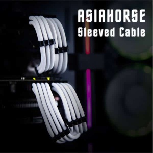 Set Prelungire Cabluri Sursa ATX, Asiahorse Modding Sleeve, Kit Extender, Mesh Textil, 30 cm, 18AWG, Alb - Img 8