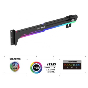 Suport Stand Placa Video, UpHere G276ARGB, Reglabil Bidirectional, Led RGB, Negru - Img 3