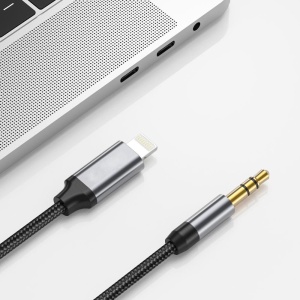 Cablu Audio Auxiliar Jack 3.5mm la Lightning, 1 Metru, Negru - Img 2