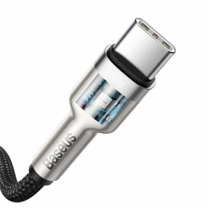 Cablu Date si Incarcare, Baseus CATJK-D01, USB Type-C la USB Type-C, 100W 5A, Mesh, Negru, 2 m - Img 3