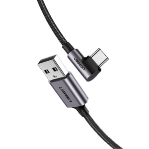 Cablu Date si Incarcare Ugreen 90° USB Type C, 3A Fast Charge, Negru + Gri - 1/2 m - Img 1