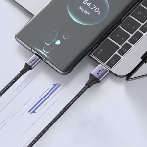 Cablu de date 3 in 1 TopK AS10, USB la iPhone Lightning, Micro-USB, Type-C, Quick Charging, 3A, 1m, Negru - Img 3