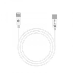 Cablu de Date si Incarcare Prio, USB Type-C la Lightning, 480 Mbps, Certificat MFI, 3A 18W, 1m, Alb - Img 1