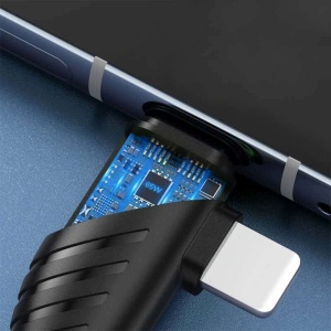 Cablu de date TopK AN74D 2 in 1, USB Type-C la USB Type-C si iPhone Lightning, 3A, 1m, Negru - Img 3