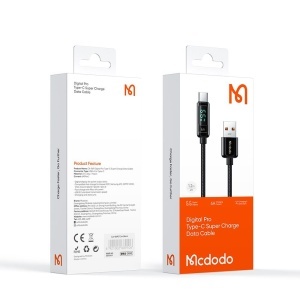 Cablu de Date USB-A Tata la USB-C Tata, McDodo 8690, 100W, Display Digital, 1.2m, Negru - Img 5