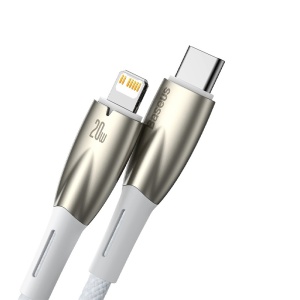 Cablu de Date USB Type-C la Lightning, Baseus, 480 Mbps, Power Delivery 20W, Mesh Nylon, 1m, Alb - Img 6