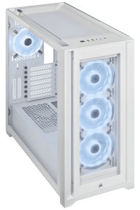 CARCASA CORSAIR Middle Tower, ATX, "iCUE 5000X RGB", fara sursa,sticla securizata, fanx4, USB 3.0x2, USB 3.1 Type-Cx1, Jack 3.5 mmx1, mesh, alb "CC-9011233-WW"  - 3