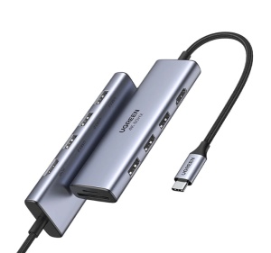 DOCKING Station Ugreen, "CM511" conectare PC USB Type-C, USB 3.0 x 3|HDMI x 1/4K/60Hz|Card reader x 1, aluminiu, gri "60383"  - 6957303863839 - 3