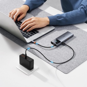 Hub Multiport 10 in 1, Baseus Metal Gleam, USB-C la 1x USB-A 3.2, 2x USB-A 2.0, 1x USB-C PD 100W, 1x USB-C 3.2, 1x HDMI 8k@30Hz/4k@120Hz, Gri - Img 3