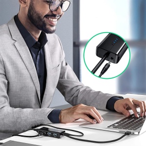 Hub Multiport USB-A la 1x RJ45 1000 Mbps, 3x USB-A 3.0, Ugreen, Ethernet, Negru - Img 3