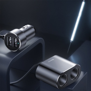 Incarcator Auto Baseus Dual Port, 2 x Priza Bricheta 80W, Negru - Img 5