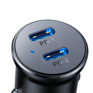 Incarcator Auto Circular, Joyroom, 30W, 2x USB-C, Metalic, Negru - Img 5