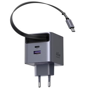 Incarcator Retea 45W, Ugreen Nexode Pro X614, GaN Fast Charger, 1x USB-C, 1x USB-A, 1x Cablu Retractabil - Img 3