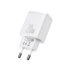 Incarcator Retea Compact 1, Baseus, USB-A 18W, USB-C 20W, Alb - Img 3