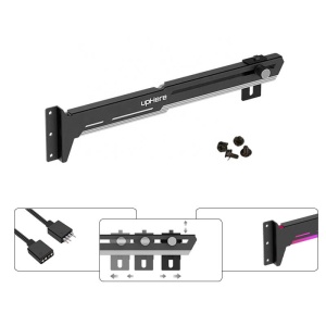 Suport Stand Placa Video, UpHere G276ARGB, Reglabil Bidirectional, Led RGB, Negru - Img 4