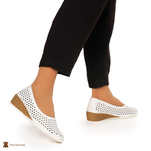 Balerini Dama Piele Naturala Slip-on LF0075 ALB - Img 2