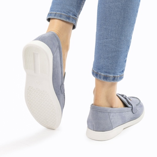 Mocasini DAMA din PIELE ECOLOGICA INTOARSA cu detaliu auriu LF0958 CULOARE: Albastru - Img 4