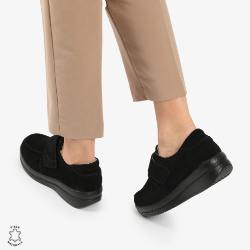 Mocasini dama din piele naturala cu talpa groasa INTOARSA LF0004 NEGRU - Img 4