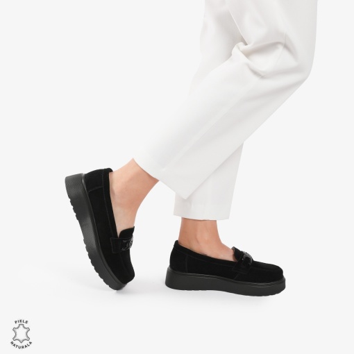 Mocasini dama din piele naturala Intoarsa LF0786 NEGRU - Img 3