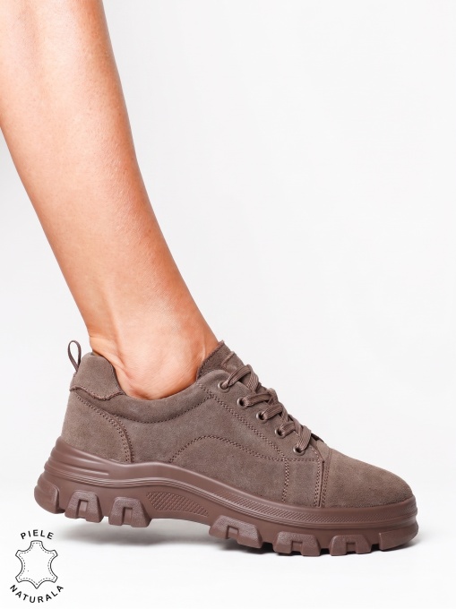 Pantofi casual confortabili din piele naturală LF1818 Maro - Img 2