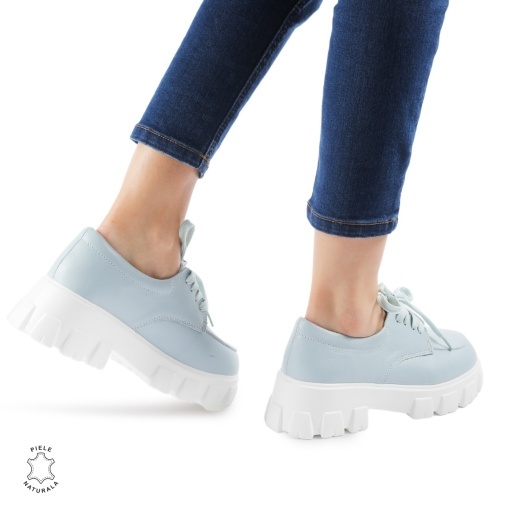 Pantofi casual dama din Piele naturală LF0109 ALBASTRU - Img 3