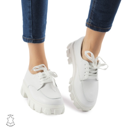 Pantofi casual dama din Piele naturală LF0109 ALB - Img 3