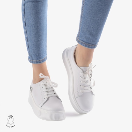 Pantofi Casual dama din Piele Naturala LF0850 ALB - Img 3