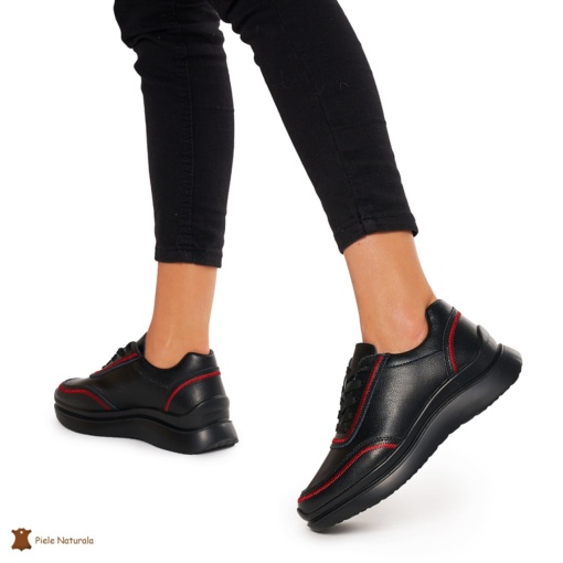 Pantofi casual dama din Piele naturală LF1325 NEGRU - Img 4