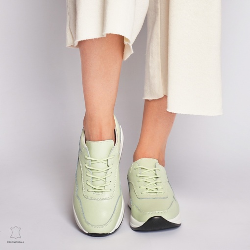 Pantofi Casual dama din Piele naturala Multicolor LF1234 VERDE - Img 2