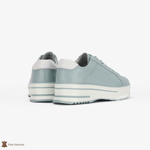 Pantofi Casual de dama din Piele naturala cu talpa groasa LF0493 ALBASTRU - Img 3