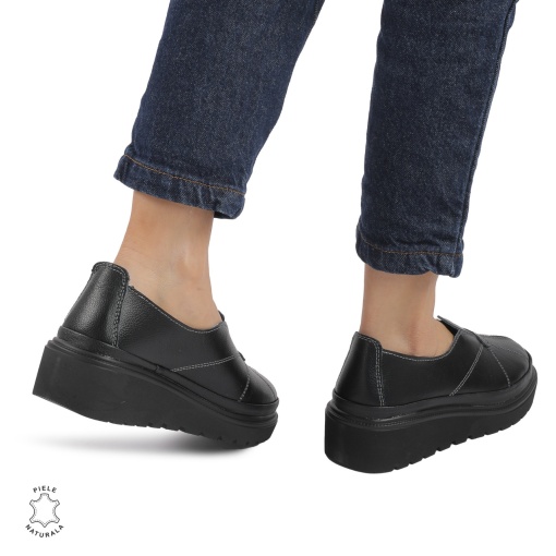 Pantofi Casual de dama din Piele Naturala LF0918 NEGRU - Img 3
