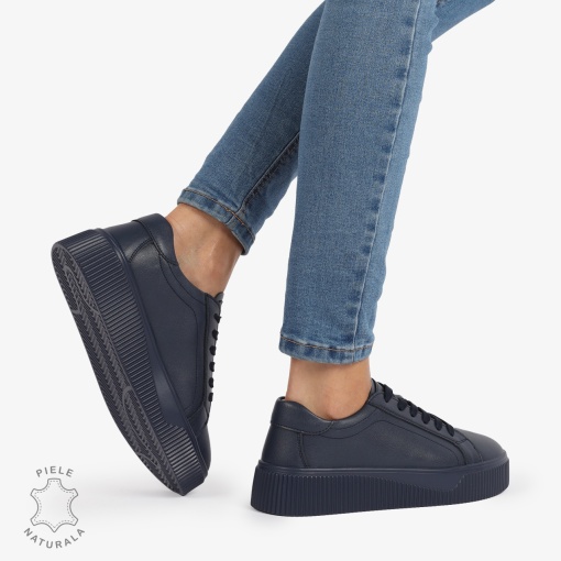 Pantofi Casual de dama din Piele Naturala LF1222 NAVY - Img 3