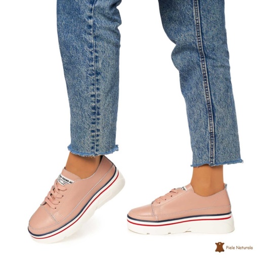 Pantofi DAMA DIN PIELE NATURALA LF0972 CULOARE : ROZ - Img 3