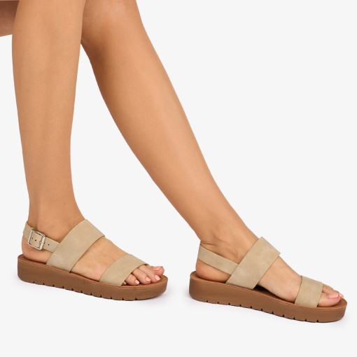 SANDALE dama din Piele ECOLOGICA CU BRETELE LF1093 CULOARE: BEJ - Img 2