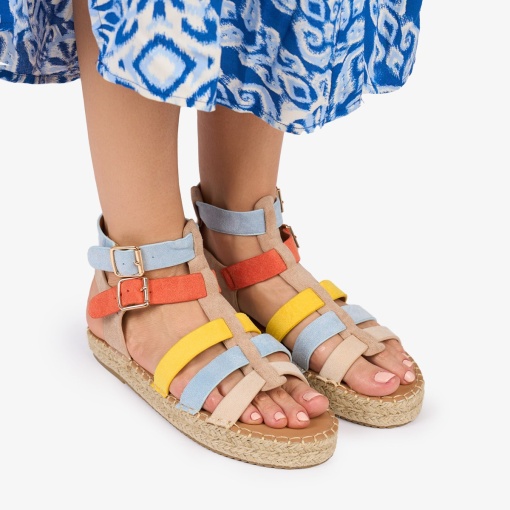 SANDALE Dama DIN PIELE ECOLOGICA INTOARSA LF1022 Culoare: ALBASTRU - Img 3