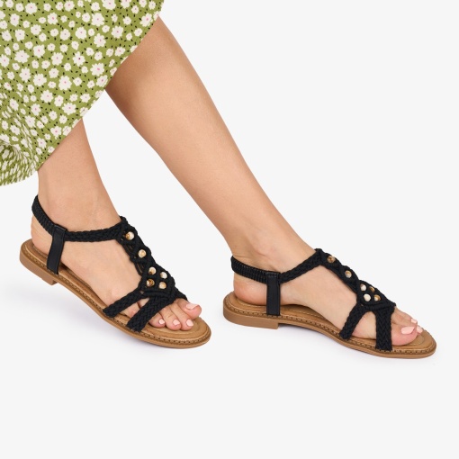 SANDALE Dama DIN TEXTIL CU MODEL In stil indian LF1018 Culoare: NEGRU - Img 3