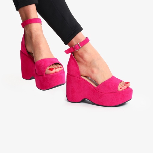 SANDALE DIN PIELE ECOLOGICA INTOARSA CU PLATFORMA LF0737 Fuscia - Img 2
