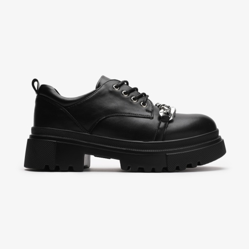 SNEAKERS dama din Piele Ecologica Lacuita cu Accesoriu Argintiu LF0718 - Img 4