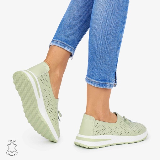 BALERINI dama din Piele Naturala LF1060 CULOARE: VERDE - Img 3