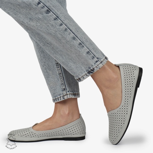 BALERINI dama din Piele naturala PERFORATA SLIP-ON LF1358 GRI - Img 3
