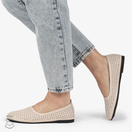 BALERINI dama din Piele naturala PERFORATA SLIP-ON LF1358 ROZ - Img 2