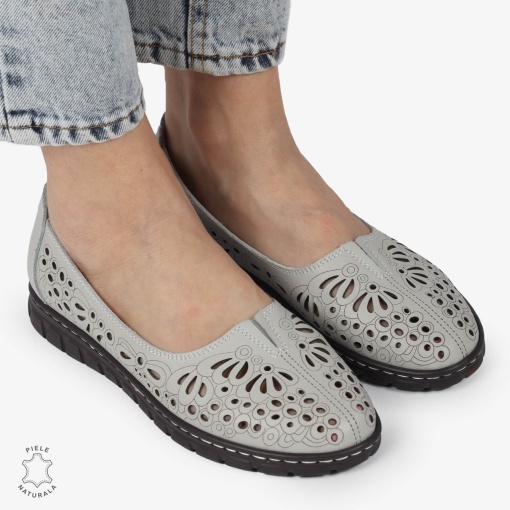 BALERINI dama din Piele naturala PERFORATA SLIP-ON LF1363 GRI - Img 3