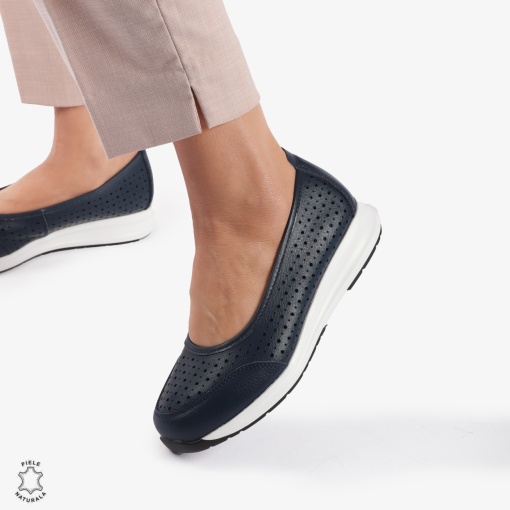 Balerini dama din Piele Naturala Slip-On LF0721 BLEUMARIN - Img 2